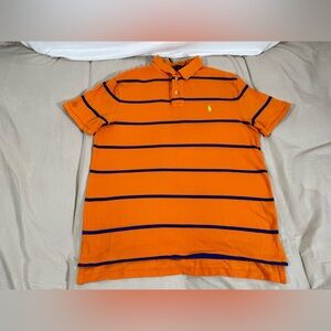 Orange Polo Ralph Lauren Short Sleeve Polo Large Blue Striped Green Pony Kanye
